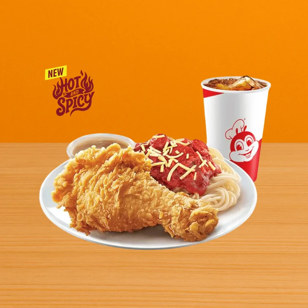 Jollibee Menu Price List Philippines 2025 – Updated Meals & Prices 54 1 pc. Chickenjoy New Spicy w Jolly Spaghetti w Drink