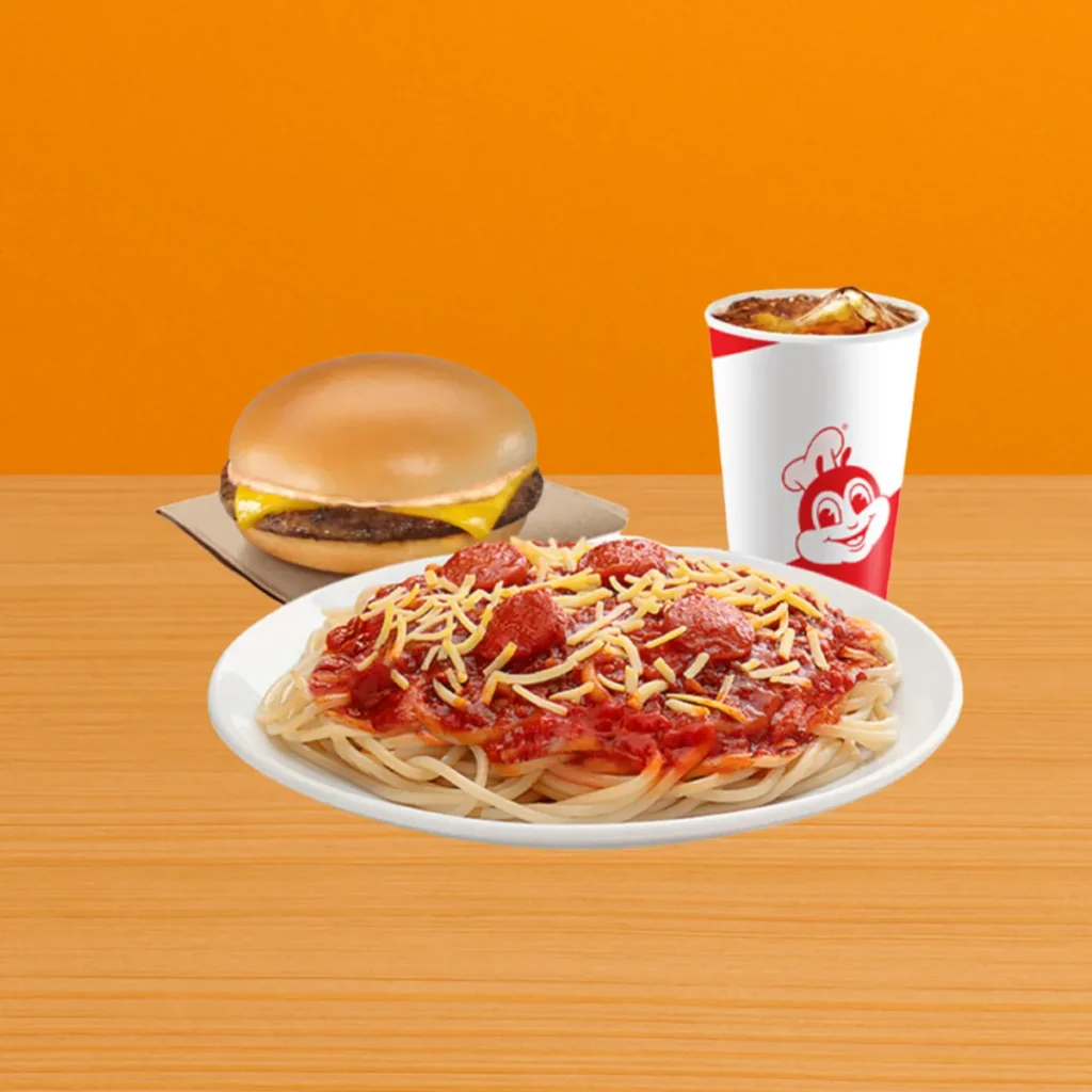 Jolly Spaghetti w Cheesy Yumburger w Drink