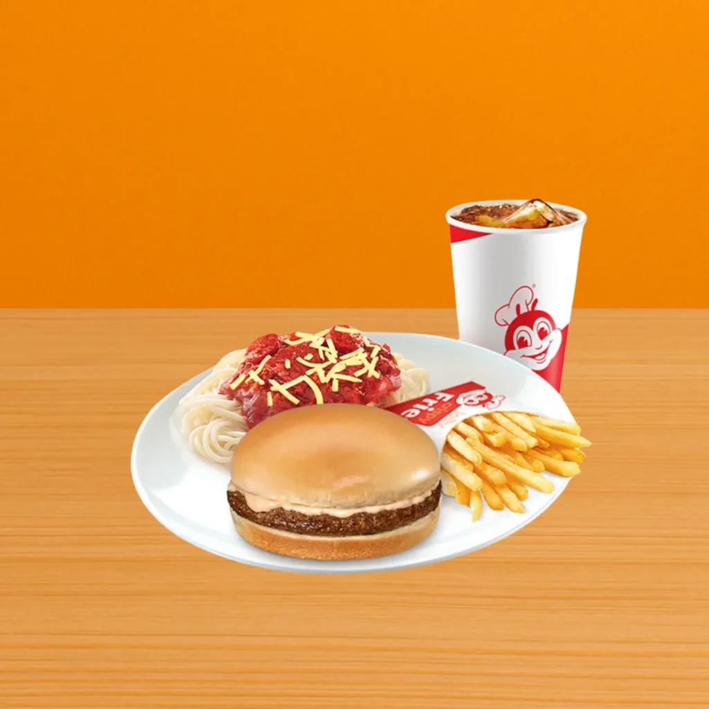 Jollibee Super Meal Menu & Prices in the Philippines (2025) – Best Combos & What’s Inside: 8 Yumburger Half Jolly Spaghetti Reg. Fries Super Meal w Drink 1
