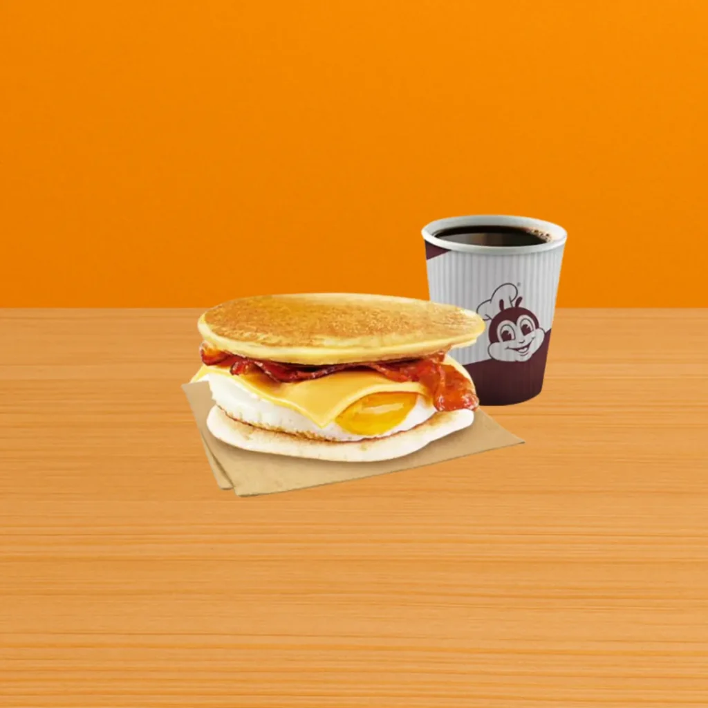Jollibee Breakfast Menu 2025 Philippines – Updated Prices & Meals 20 Bacon Egg Cheese Pancake Sandwich w Drink 133