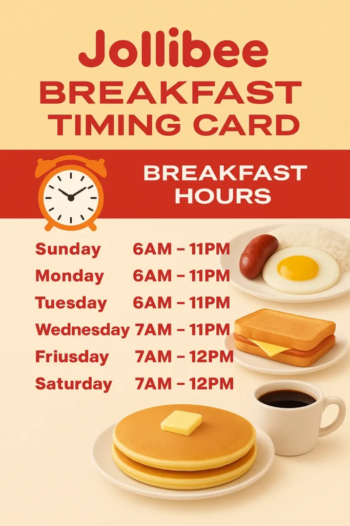 Jollibee Breakfast Menu 2025 Philippines – Updated Prices & Meals 21 Jollibee Breakfast Timing Card